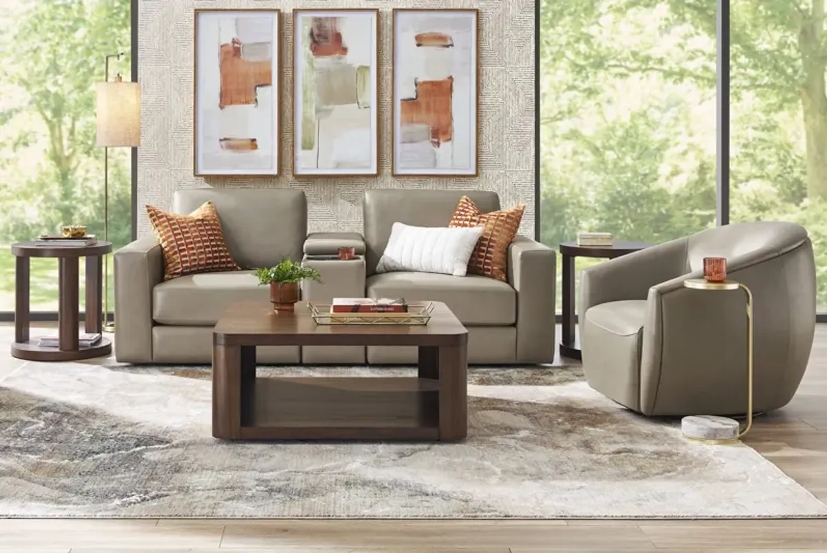 Venice Modular Cobblestone Leather 3 Pc Sectional with Audio