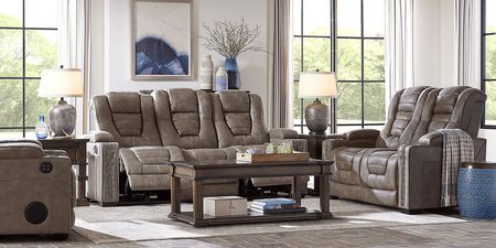 Chief Taupe 2 Pc Living Room with Dual Power Reclining Sofa