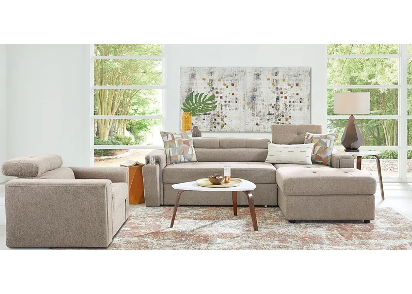 Coleford Brown 4 Pc Sleeper Sectional Living Room