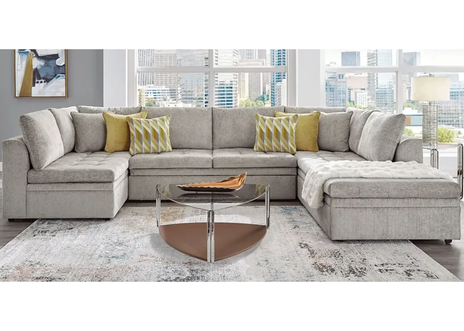 Sheridan Square Gray 5 Pc Sleeper Sectional Living Room