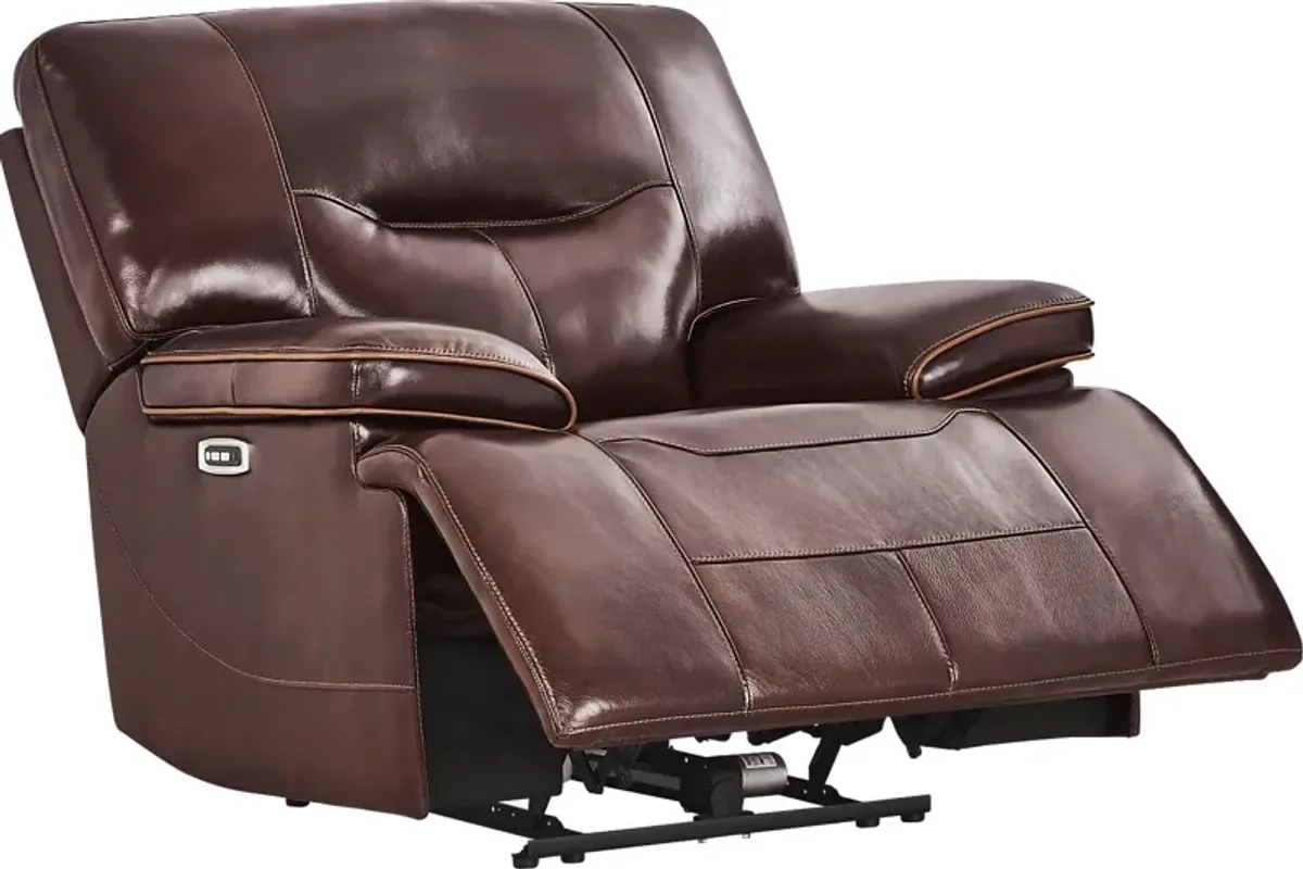 Caletta Way Merlot Leather 8 Pc Dual Power Reclining Living Room with Reclining Sofa