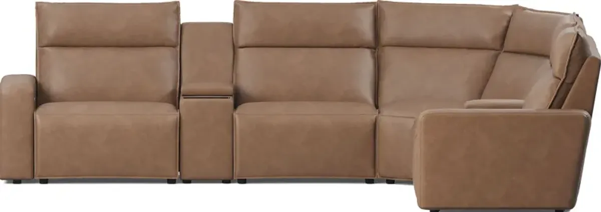 Saddle 7 Pc Dual Power Reclining ModularTwo with Media Consoles