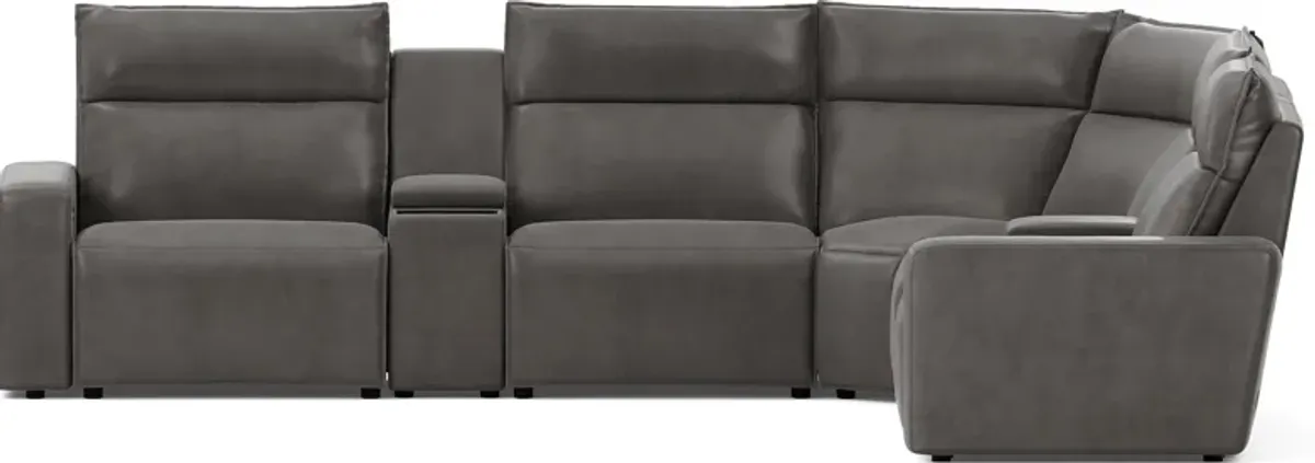 Charcoal 7 Pc Dual Power Reclining ModularTwo with Media Consoles