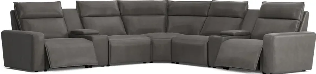 Charcoal 7 Pc Dual Power Reclining ModularTwo with Media Consoles