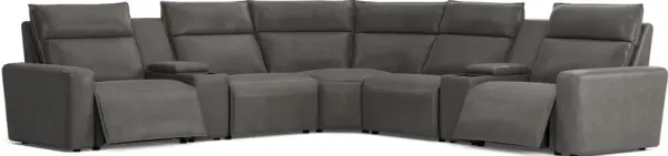 Charcoal 7 Pc Dual Power Reclining ModularTwo with Media Consoles