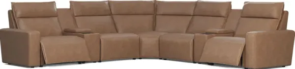 Saddle 7 Pc Dual Power Reclining ModularTwo with Media Consoles