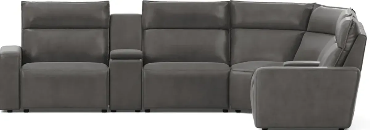Charcoal 7 Pc Dual Power Reclining ModularTwo with Media Consoles