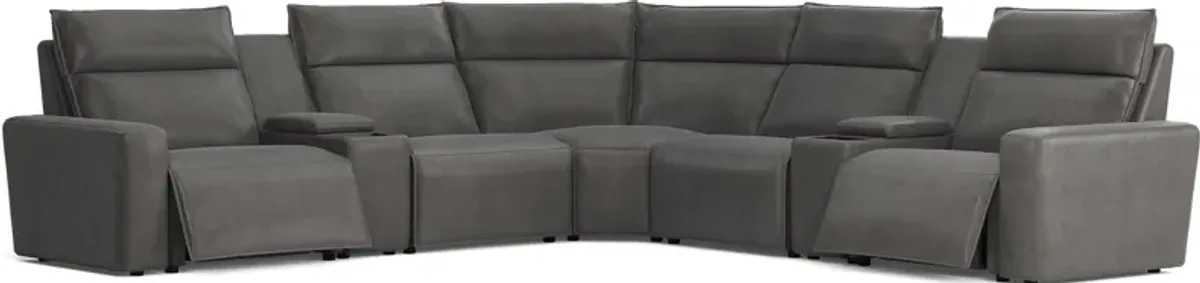 Charcoal 7 Pc Dual Power Reclining ModularTwo with Media Consoles