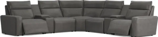 Charcoal 7 Pc Dual Power Reclining ModularTwo with Media Consoles