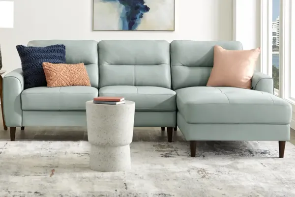 Sutton Heights Aqua Leather 2 Pc Sectional