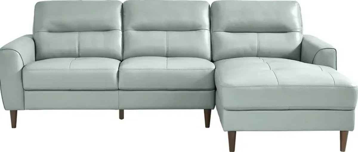 Sutton Heights Aqua Leather 2 Pc Sectional