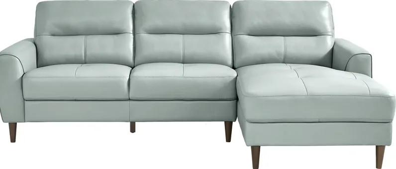 Sutton Heights Aqua Leather 2 Pc Sectional