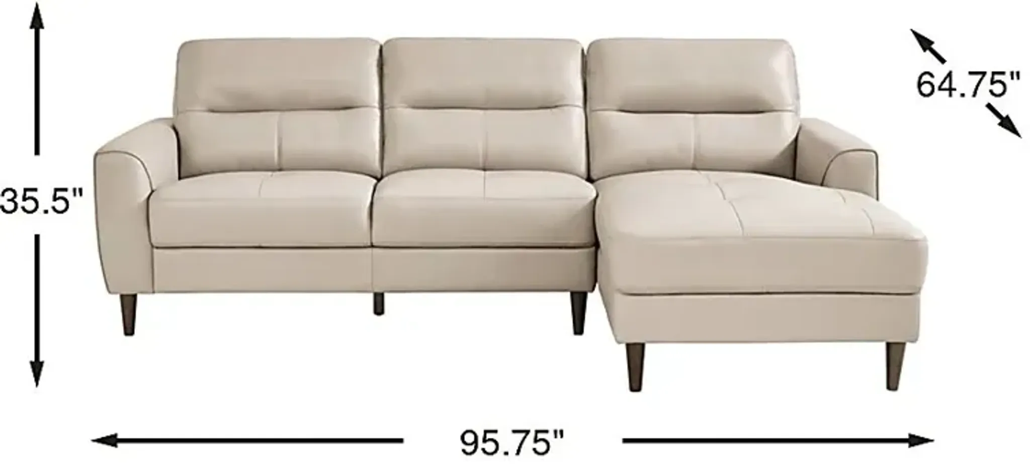 Sutton Heights Beige Leather 2 Pc Sectional Rooms To Go | Furniture.com