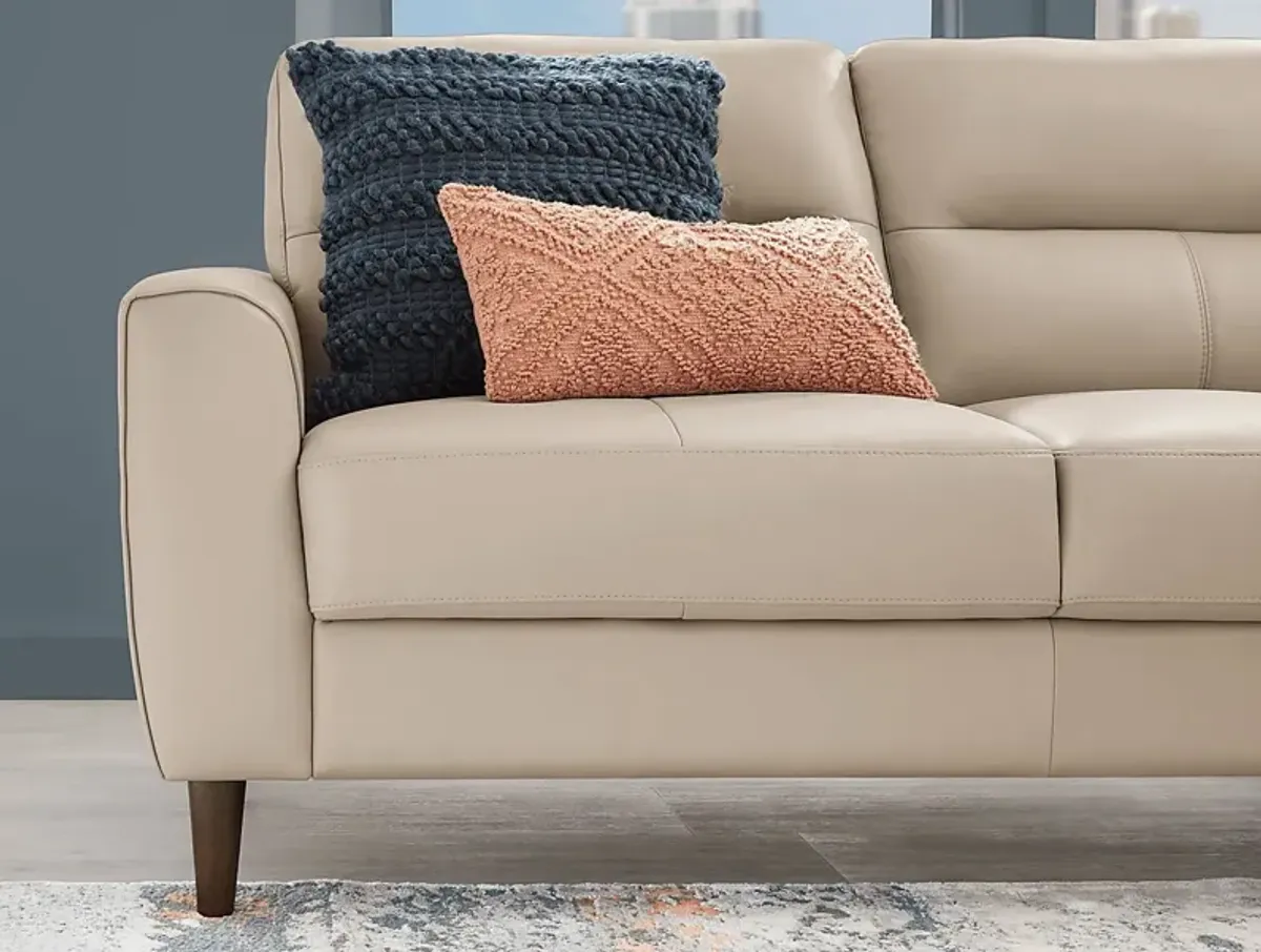 Sutton Heights Beige Leather 2 Pc Sectional