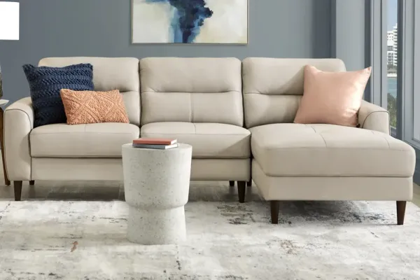 Sutton Heights Beige Leather 2 Pc Sectional