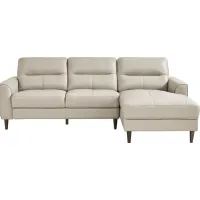 Sutton Heights Beige Leather 2 Pc Sectional