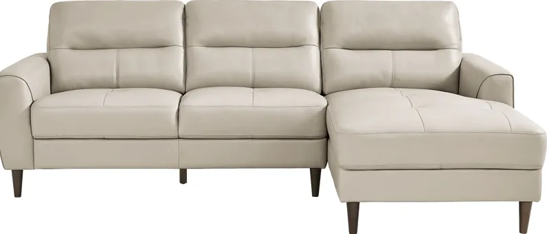 Sutton Heights Beige Leather 2 Pc Sectional