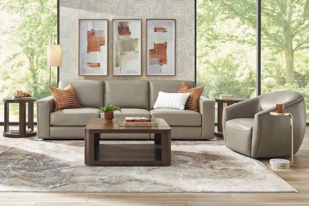 Venice Modular Cobblestone Leather 3 Pc Sectional with Audio