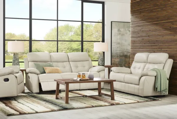 Antonin Beige Leather 5 Pc Living Room with Reclining Sofa