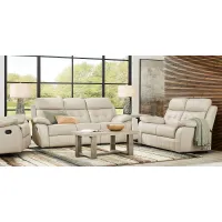 Antonin Beige Leather 5 Pc Living Room with Reclining Sofa