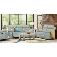 Antonin Aqua Leather 5 Pc Living Room with Reclining Sofa