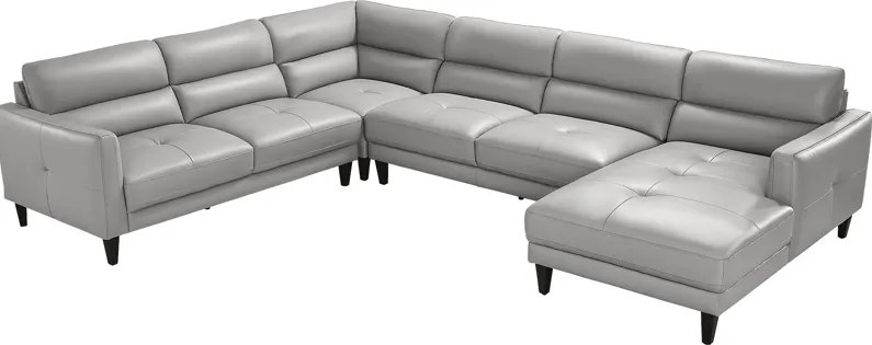 Marotta Light Gray Leather 7 Pc Sectional Living Room