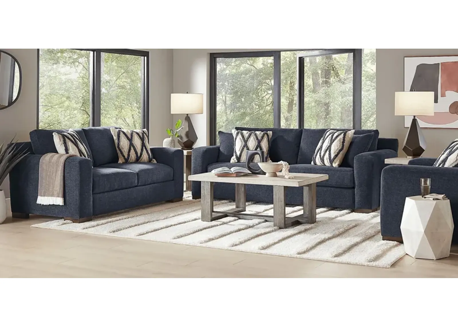 Melbourne Midnight 7 Pc Living Room with Sleeper Sofa