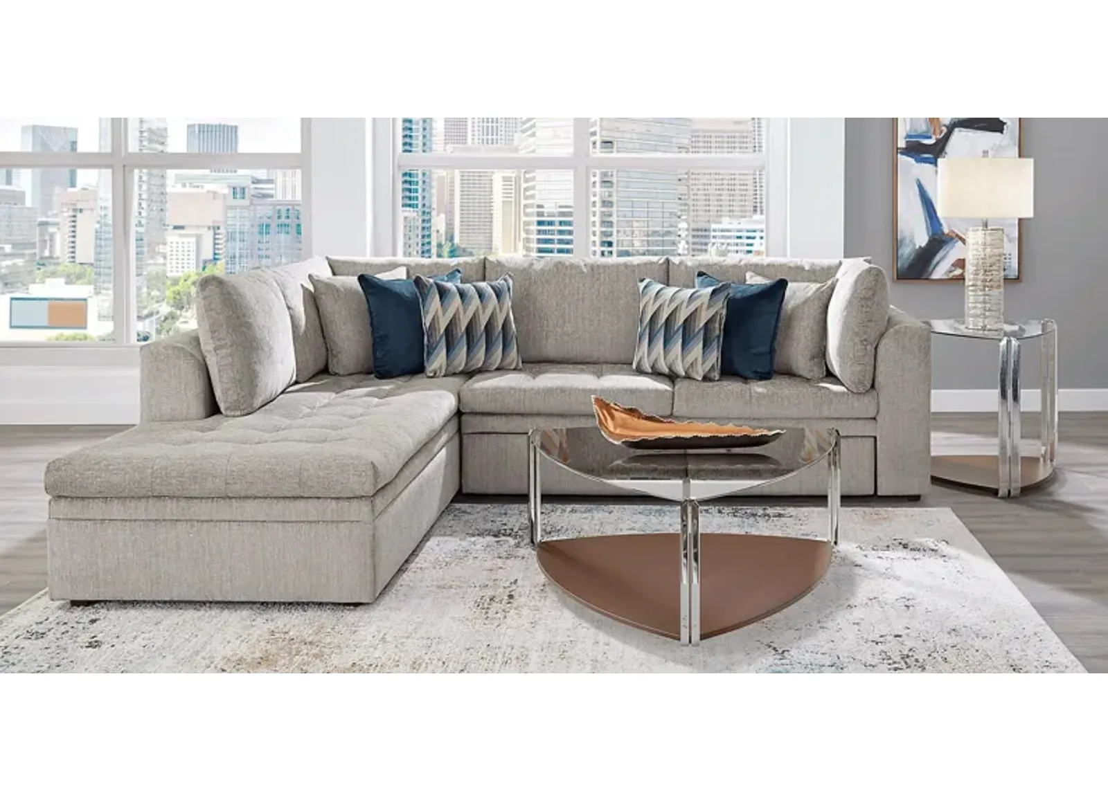 Sheridan Square Gray 4 Pc Sleeper Sectional Living Room