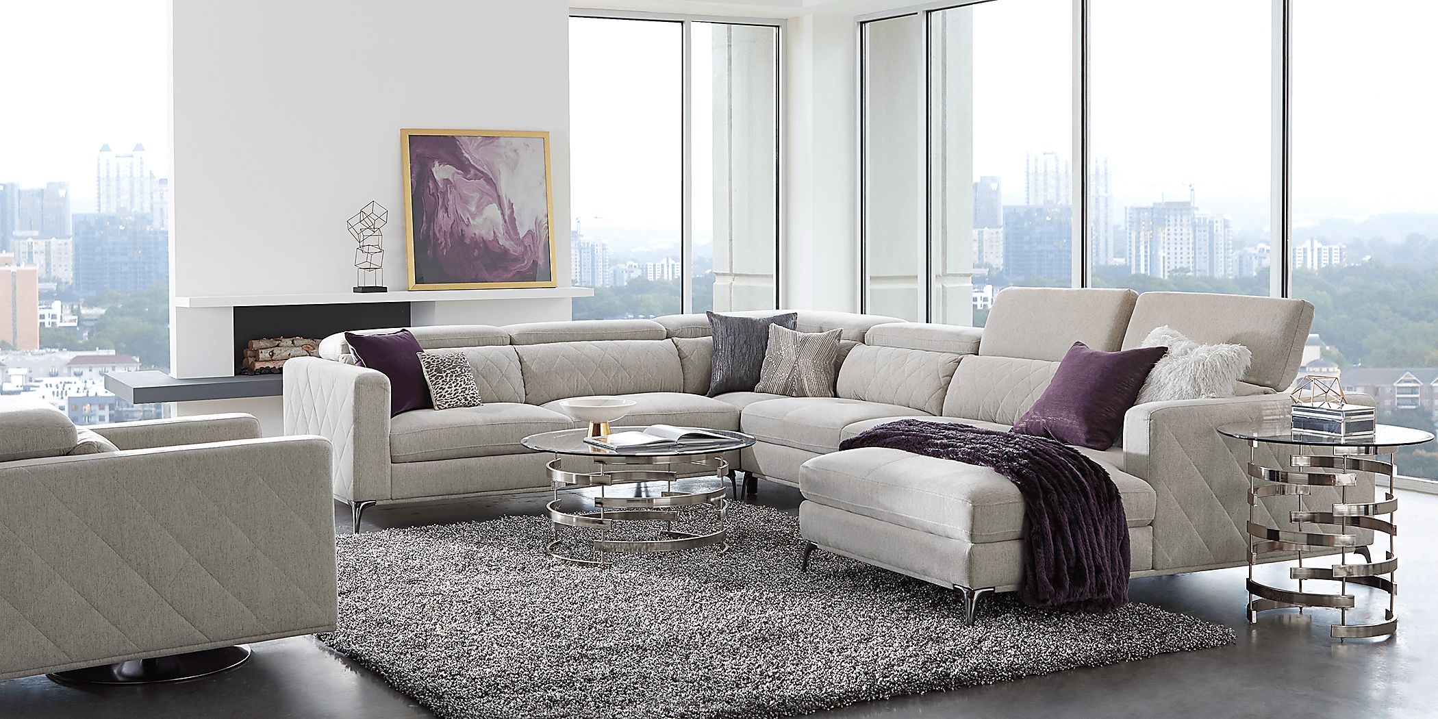 Via Sorrento Dove 7 Pc Sectional Living Room