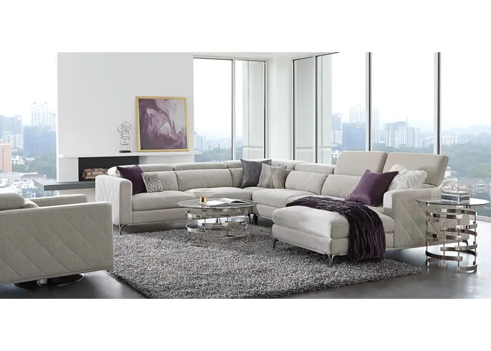 Via Sorrento Dove 7 Pc Sectional Living Room