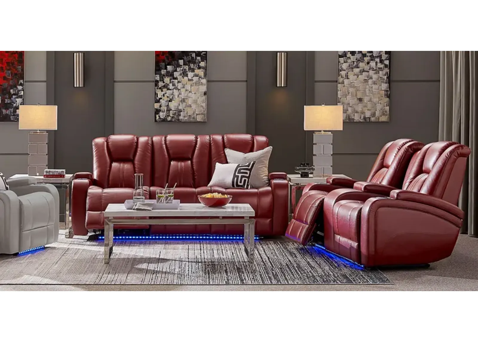 Kingvale Court Red 7 Pc Dual Power Reclining Living Room