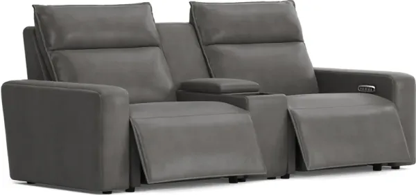 Charcoal 3 Pc Dual Power Reclining ModularTwo with Media Console