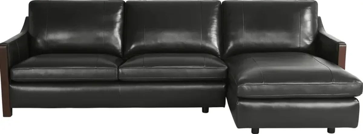 Greenwich Loft Black Leather 3 Pc Sectional Living Room