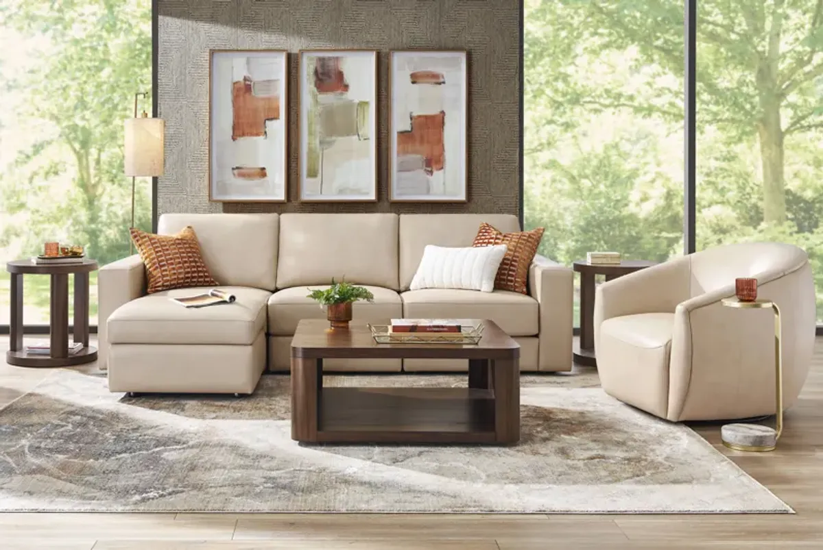 Venice Modular Almond Leather 4 Pc Sectional