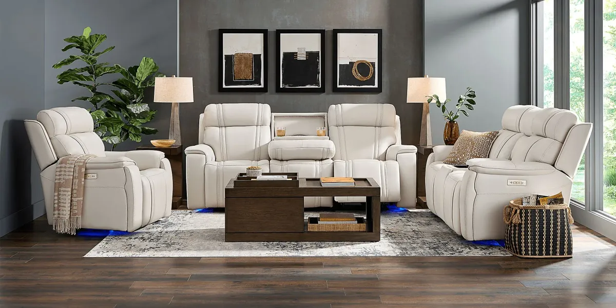 Sound Tech by Shaq Ice Leather 8 Pc Triple Power Reclining Living Room with Audio