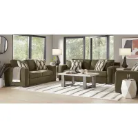 Melbourne Olive 7 Pc Living Room with Gel Foam Sleeper Sofa