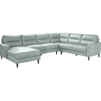 Sutton Heights Aqua Leather 4 Pc Sectional