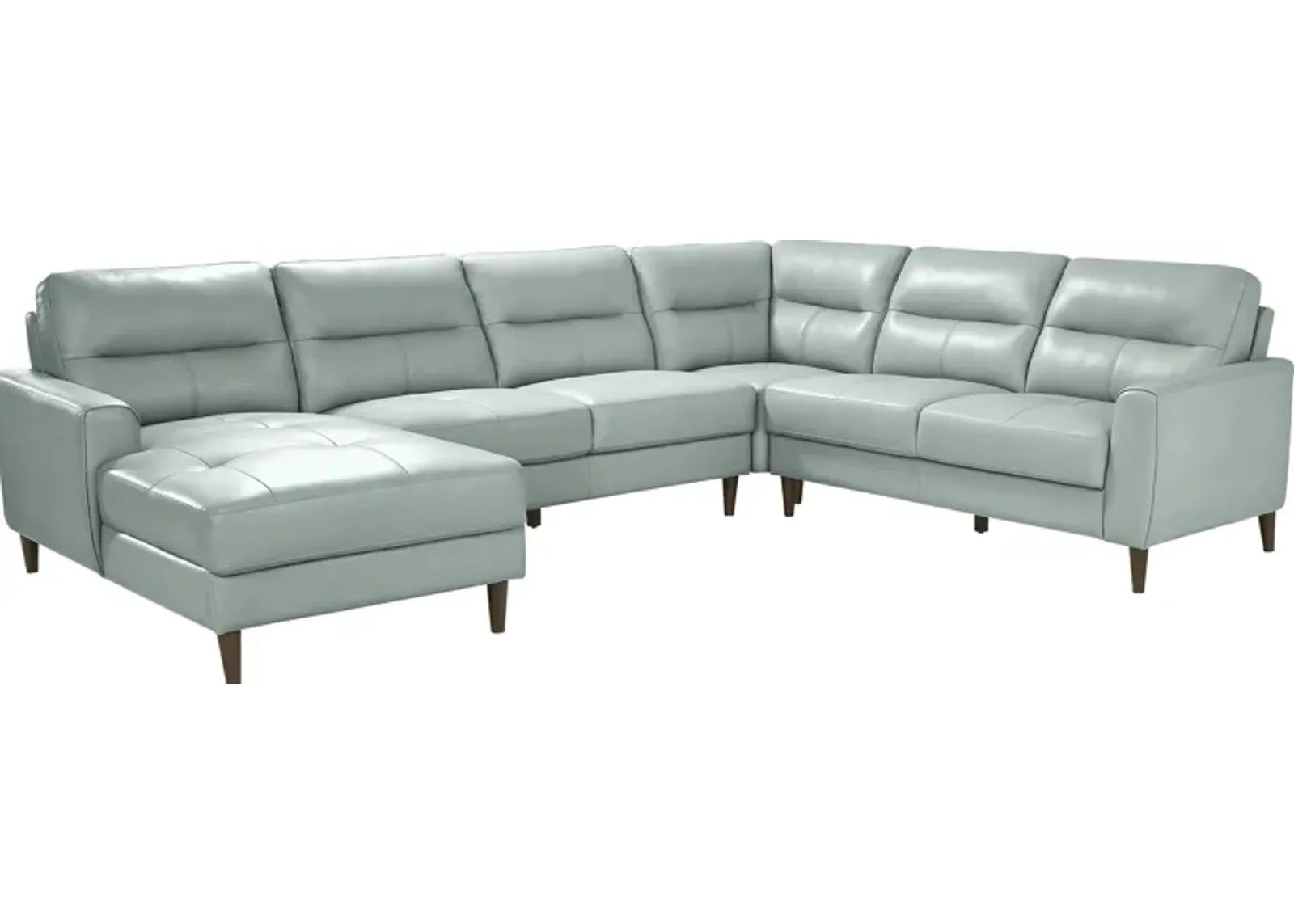 Sutton Heights Aqua Leather 4 Pc Sectional