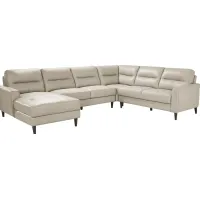 Sutton Heights Beige Leather 4 Pc Sectional