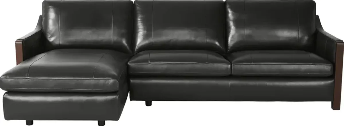 Greenwich Loft Black Leather 3 Pc Sectional Living Room