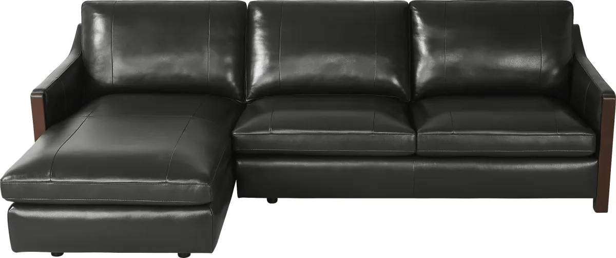 Greenwich Loft Black Leather 3 Pc Sectional Living Room