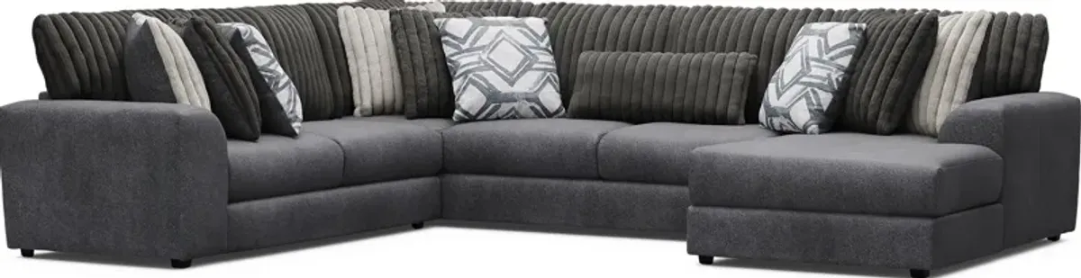 Moreau Street Black 3 Pc Sectional