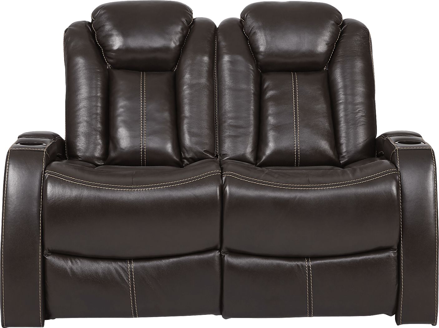 Moretti Brown Leather 7 Pc Living Room with Dual Power Reclining Sofa