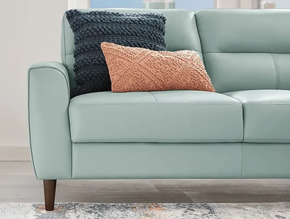 Sutton Heights Aqua Leather 4 Pc Sectional