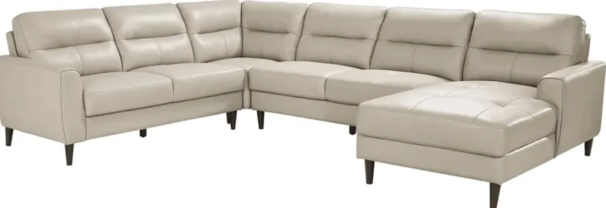 Sutton Heights Beige Leather 4 Pc Sectional