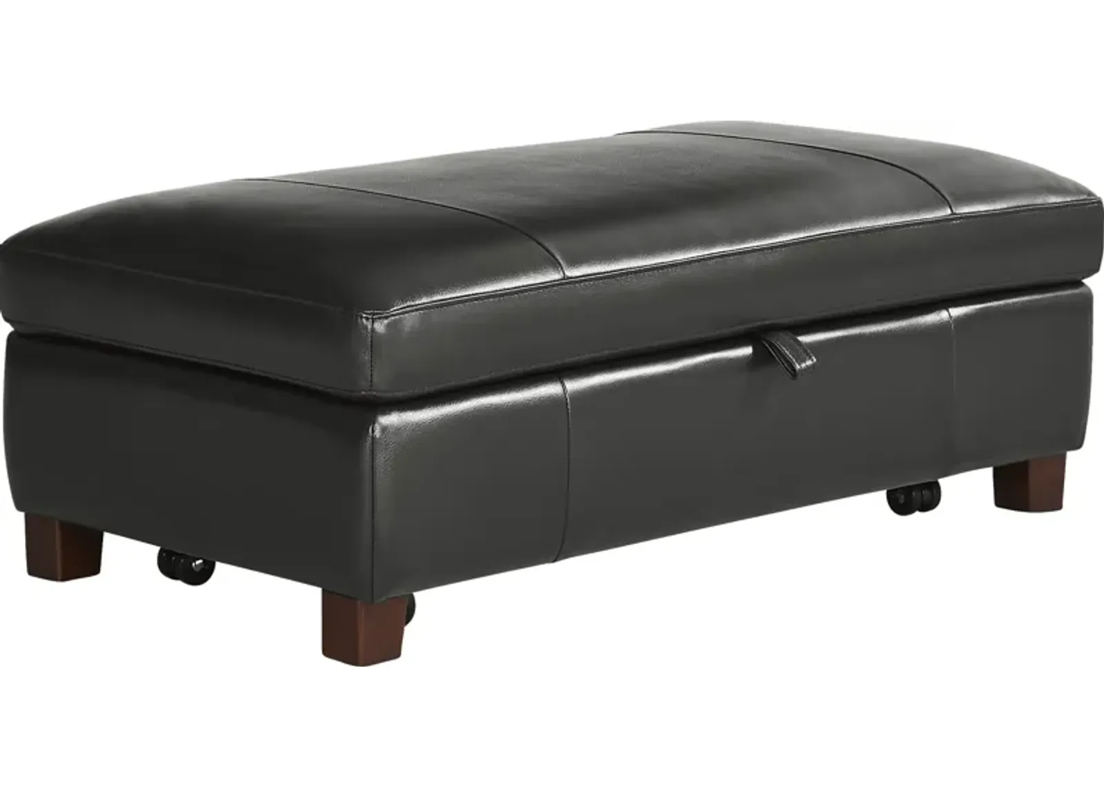 Greenwich Loft Black Leather Storage Ottoman