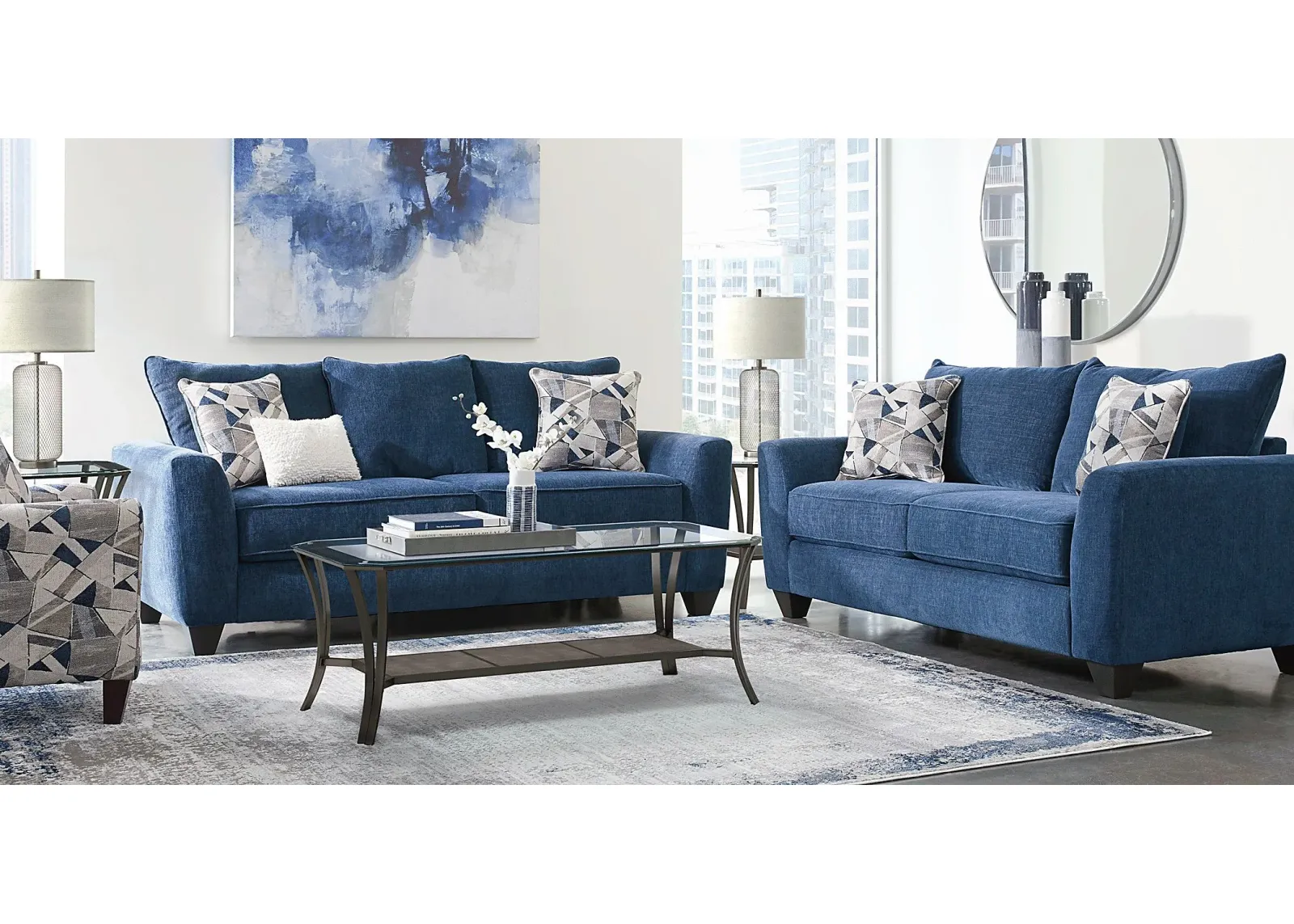 Sandia Heights Blue 7 Pc Living Room