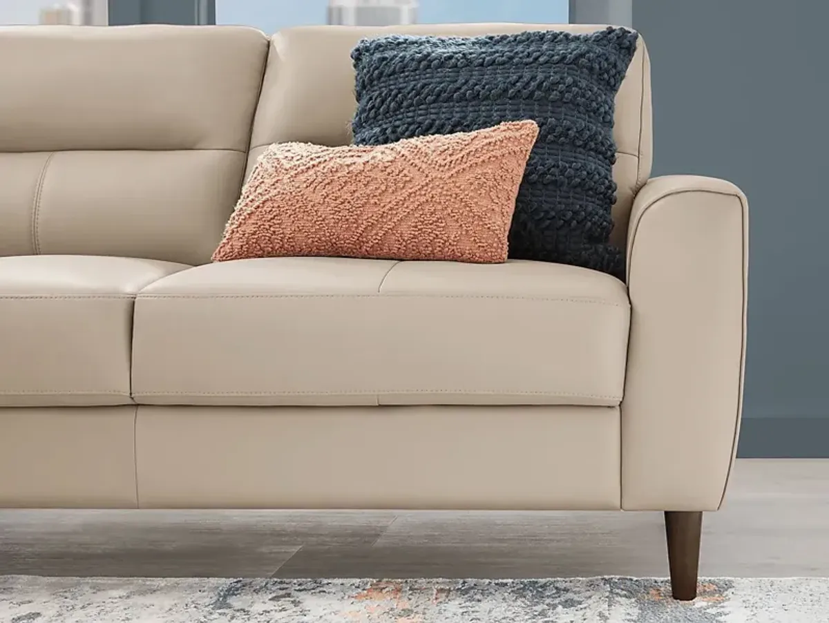 Sutton Heights Beige Leather 5 Pc Sectional
