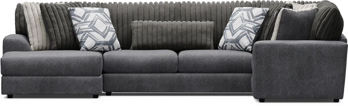 Moreau Street Black 3 Pc Sectional