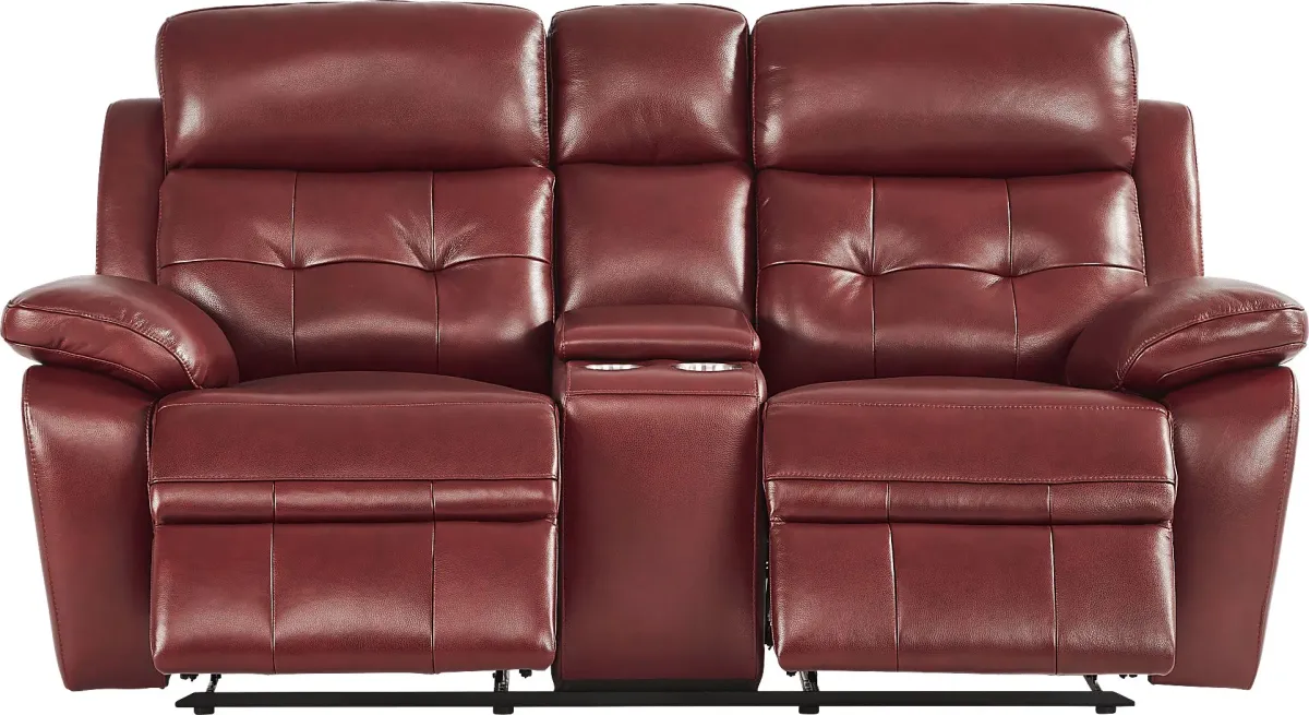 Antonin Red Leather 5 Pc Reclining Living Room